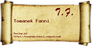 Tomanek Fanni névjegykártya